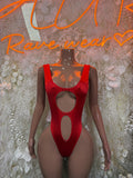 Red Bodysuit Rave Festival Outfit Women - Exotic Dancewear Stripper Clubwear Bottle Girl Ravewear