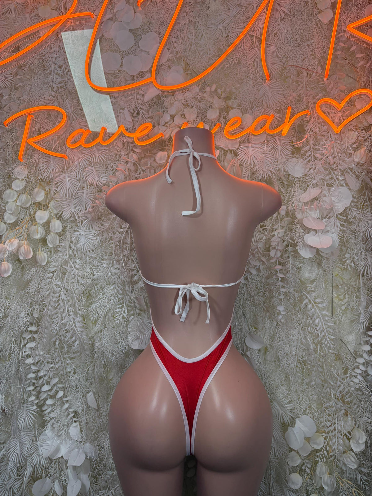 Red Bodysuit Rave Festival Outfit Women - Exotic Dancewear Stripper Clubwear Bottle Girl Ravewear - image 2