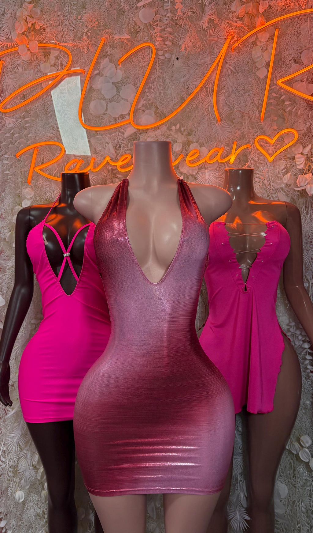 Pink Mini Dress Women - Exotic Dancewear Clubwear Party Bodycon Club Night Out Dress - image 3