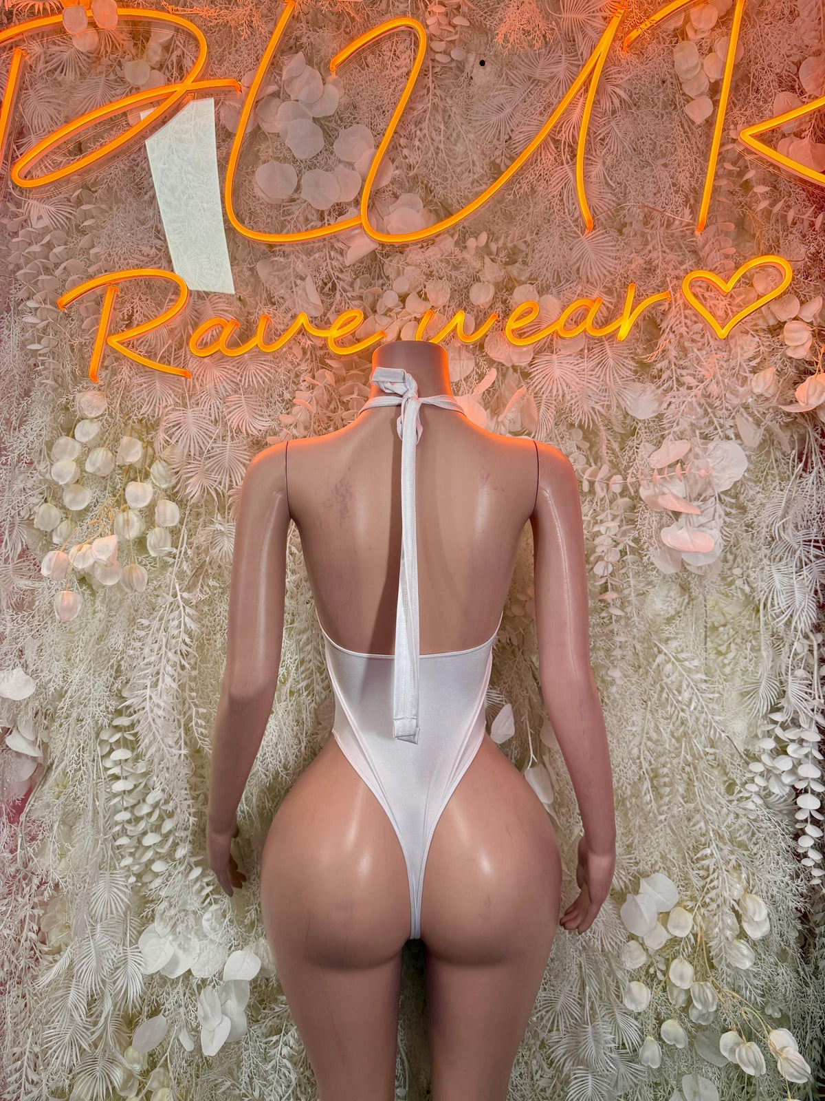 White Bodysuit - Bottle Service Outfit, Rave Festival Clubwear, Sexy One Piece Dancewear - image 2