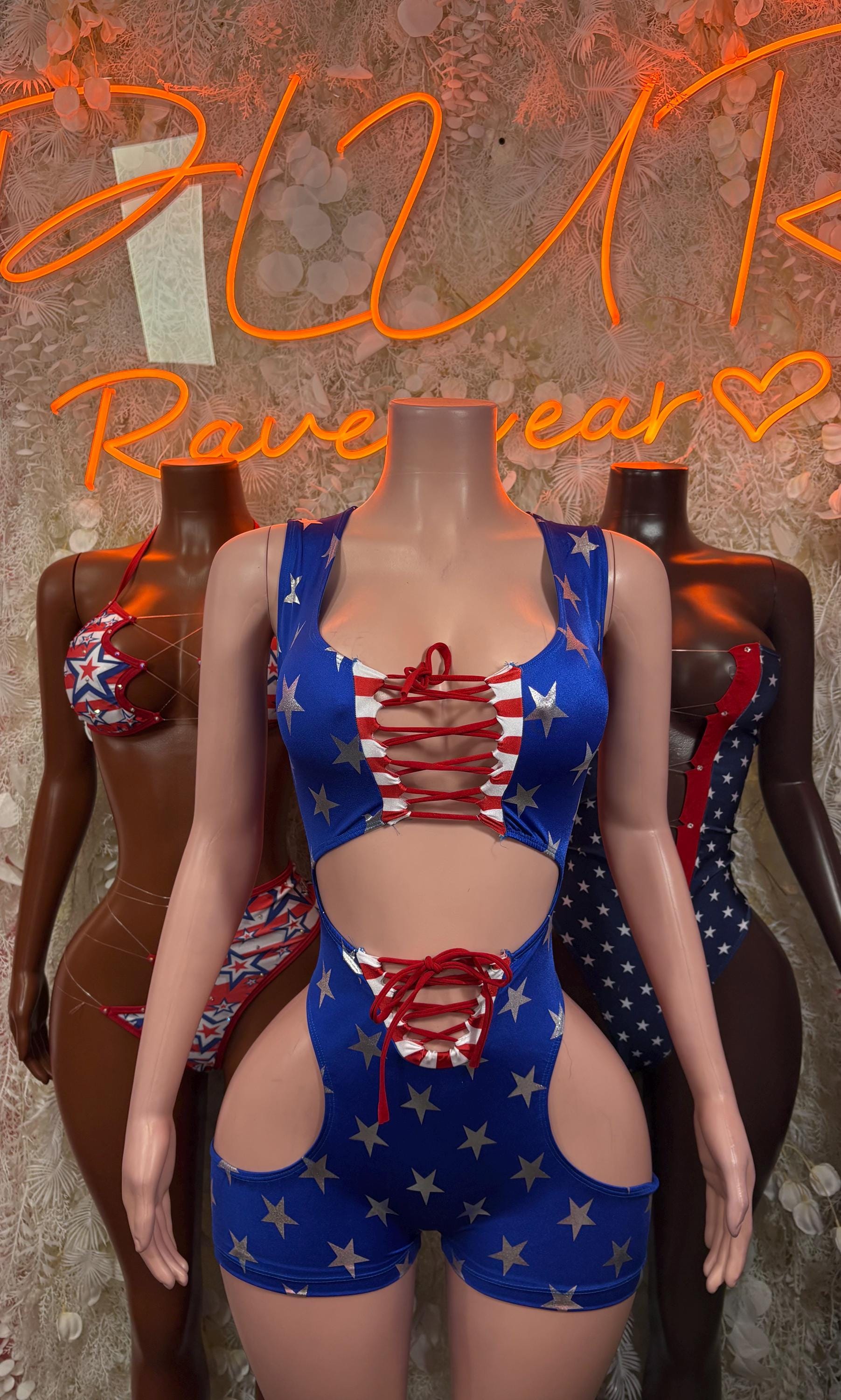 4th of a July American Flag Stars Two-Piece Bikini – Patriotic Bartender Beach Swimwear