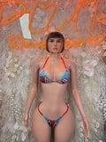 American flag bikini: red/blue triangle top and star-striped bottoms