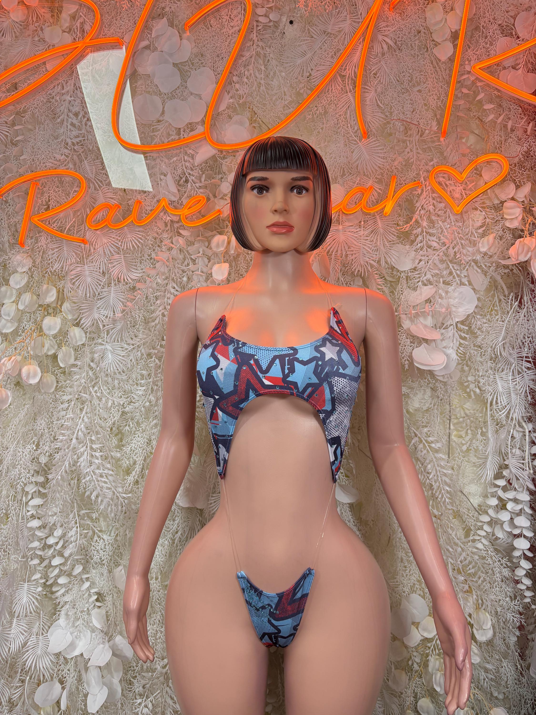 4th of July Bottlegirl Bodysuit - American Stars & Stripes One Piece Swimsuit for Women, Bartender Beach Swimwear