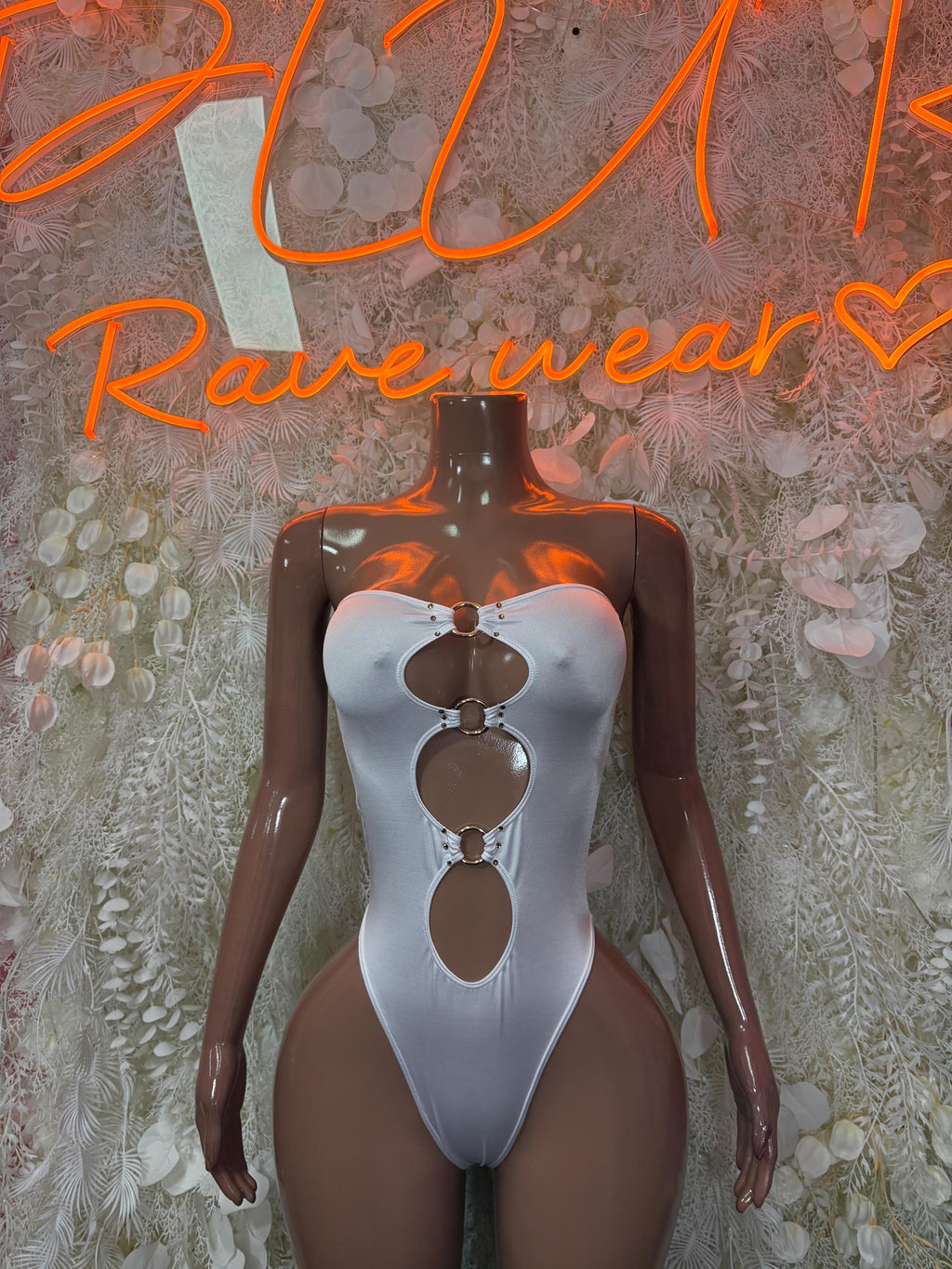 White Rave Bodysuit Women - Bottle Service Outfit Festival Clubwear Sexy One Piece Dancewear