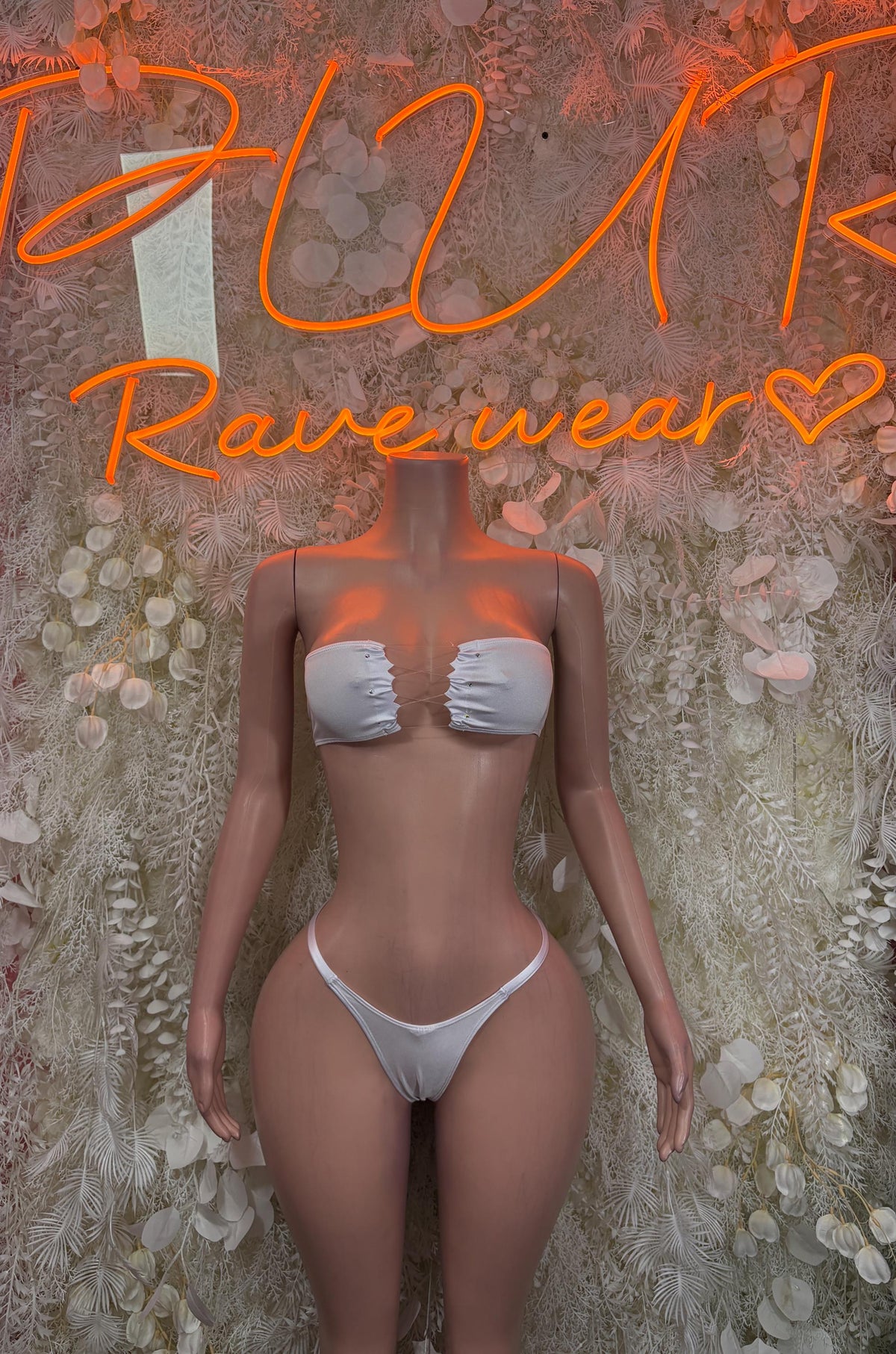 White Festival Bikini Two Piece Dancewear Rave Wear Festival Outfit