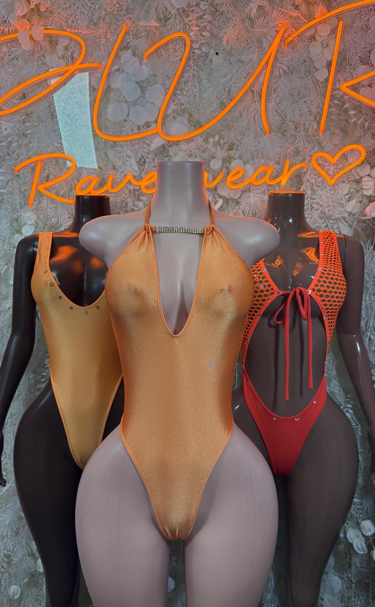 Ravewear Orange Fishnet One-Piece Bodysuit – Summer Festivals & Rave Wear Dancewear - image 3