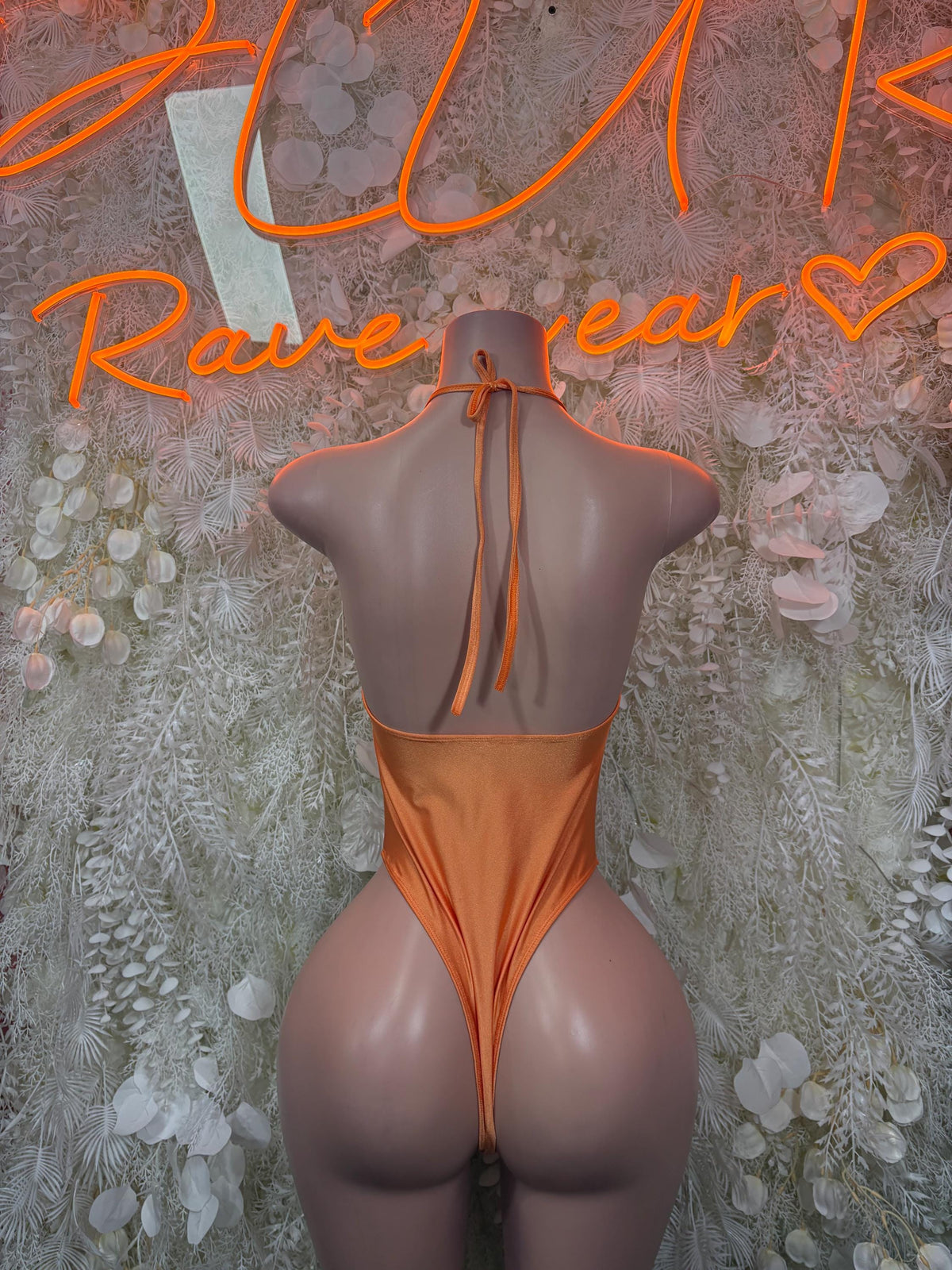Ravewear Orange Fishnet One-Piece Bodysuit – Summer Festivals & Rave Wear Dancewear - image 2