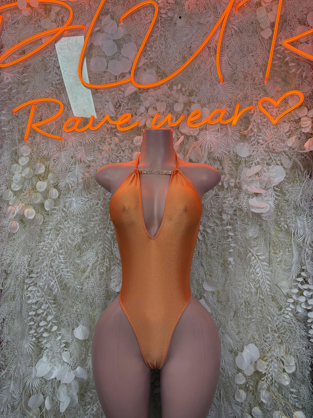 Ravewear Orange Fishnet One-Piece Bodysuit – Summer Festivals & Rave Wear Dancewear