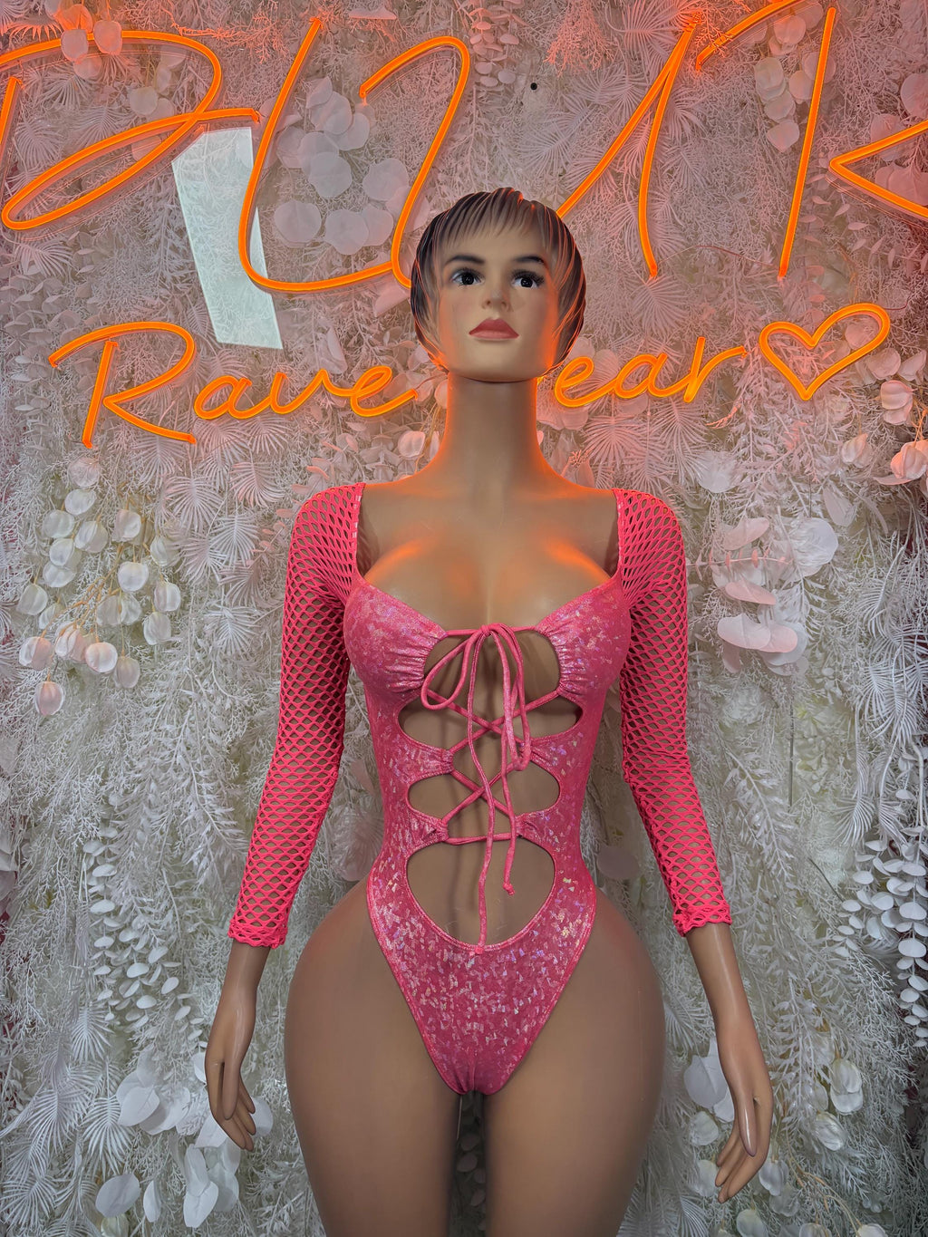 Bottlegirl Bodysuit Pink Crushed Metallic Bodysuit - Exotic Dancewear, Rave Outfit