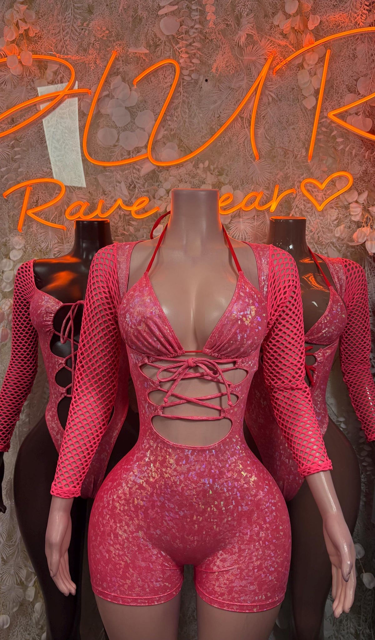 Bottlegirl Bodysuit Pink Crushed Metallic Bodysuit - Exotic Dancewear, Rave Outfit - image 3