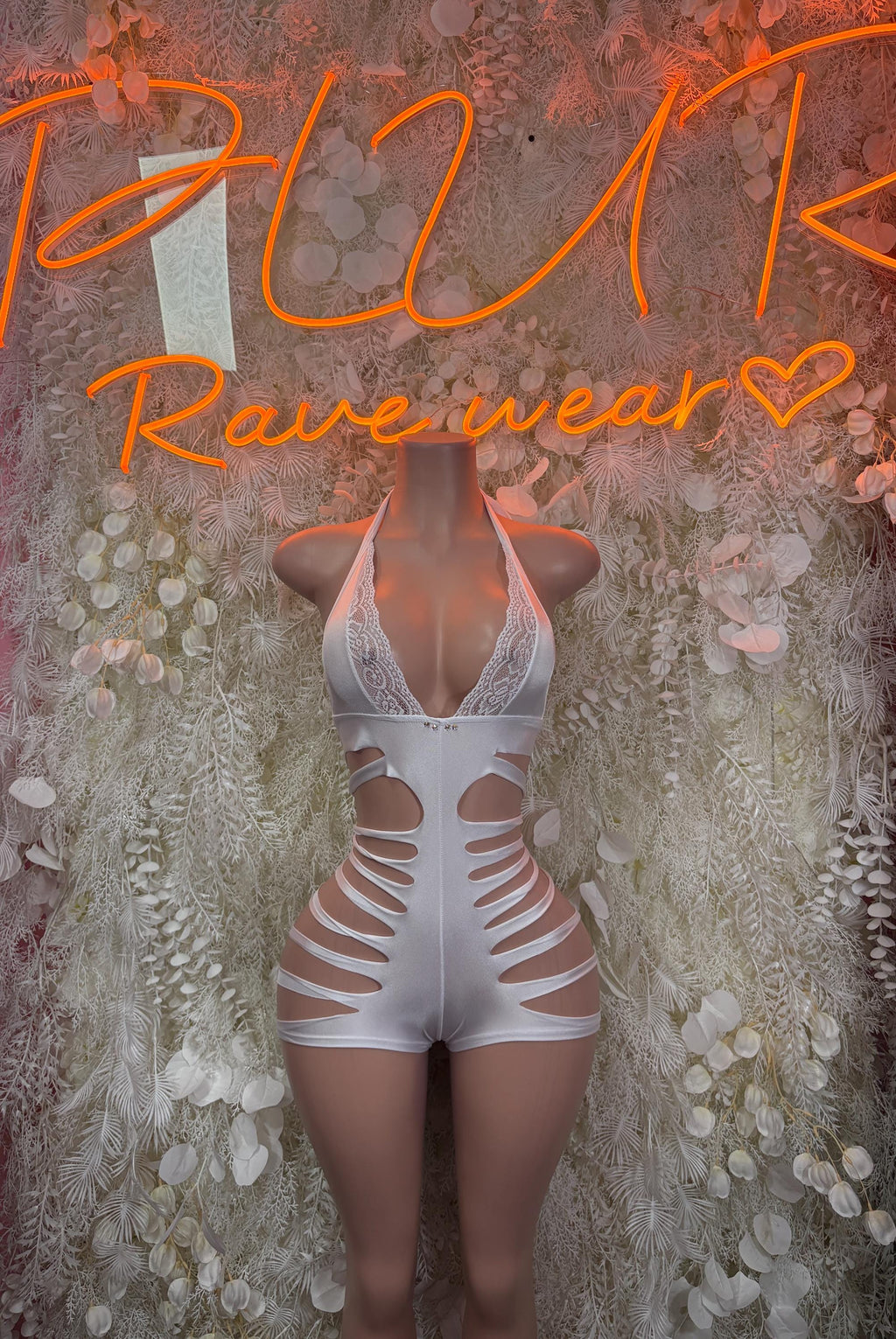 White Bodysuit Women | Sexy Rave Festival Outfit, Bottle Service Clubwear, One Piece Dancewear for Strippers &