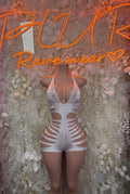White Bodysuit Women | Sexy Rave Festival Outfit, Bottle Service Clubwear, One Piece Dancewear for Strippers &