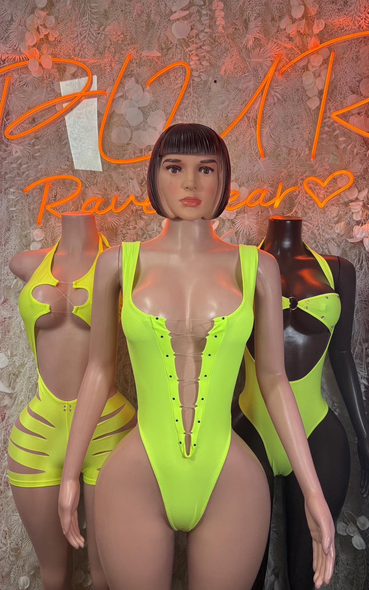 Festival Outfit One-Piece Bodysuit - Neon Green | Exotic Dancewear for Performers, Raves, & Festival Clothing - image 3