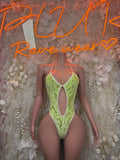 Festival Outfit One-Piece Bodysuit - Neon Green | Exotic Dancewear for Performers, Raves, & Festival Clothing