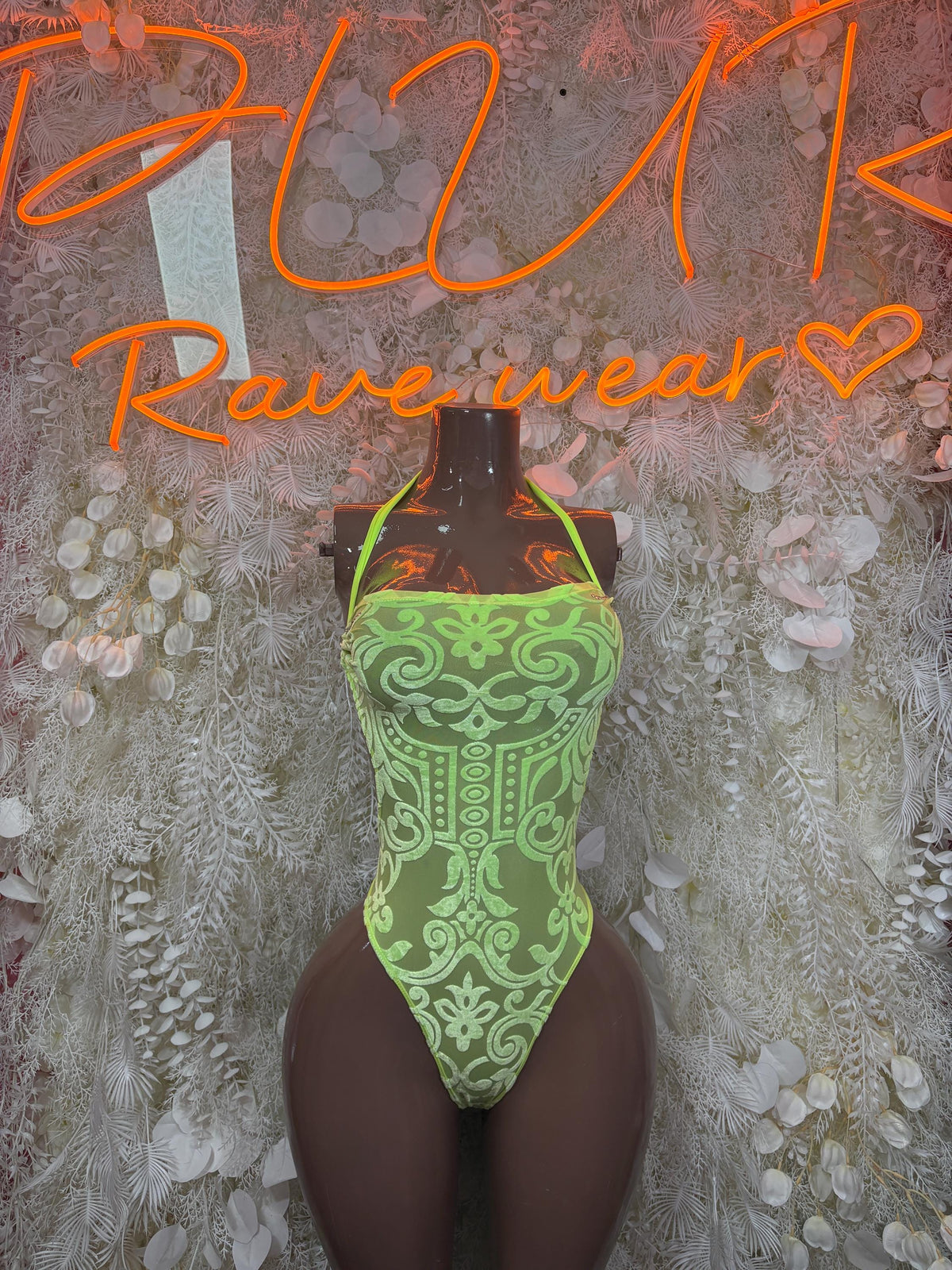 Festival Outfit One-Piece Bodysuit - Neon Green | Exotic Dancewear for Performers, Raves, & Festival Clothing