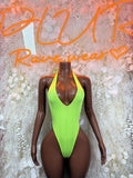 Festival One-Piece Bodysuit - Neon Green | Exotic Dancewear for Performers, Raves, & Festival Clothing