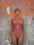 Festival Outfit - Coral Mesh Bodysuit Exotic Dancewear for Performers, Raves, & Bottlegirls