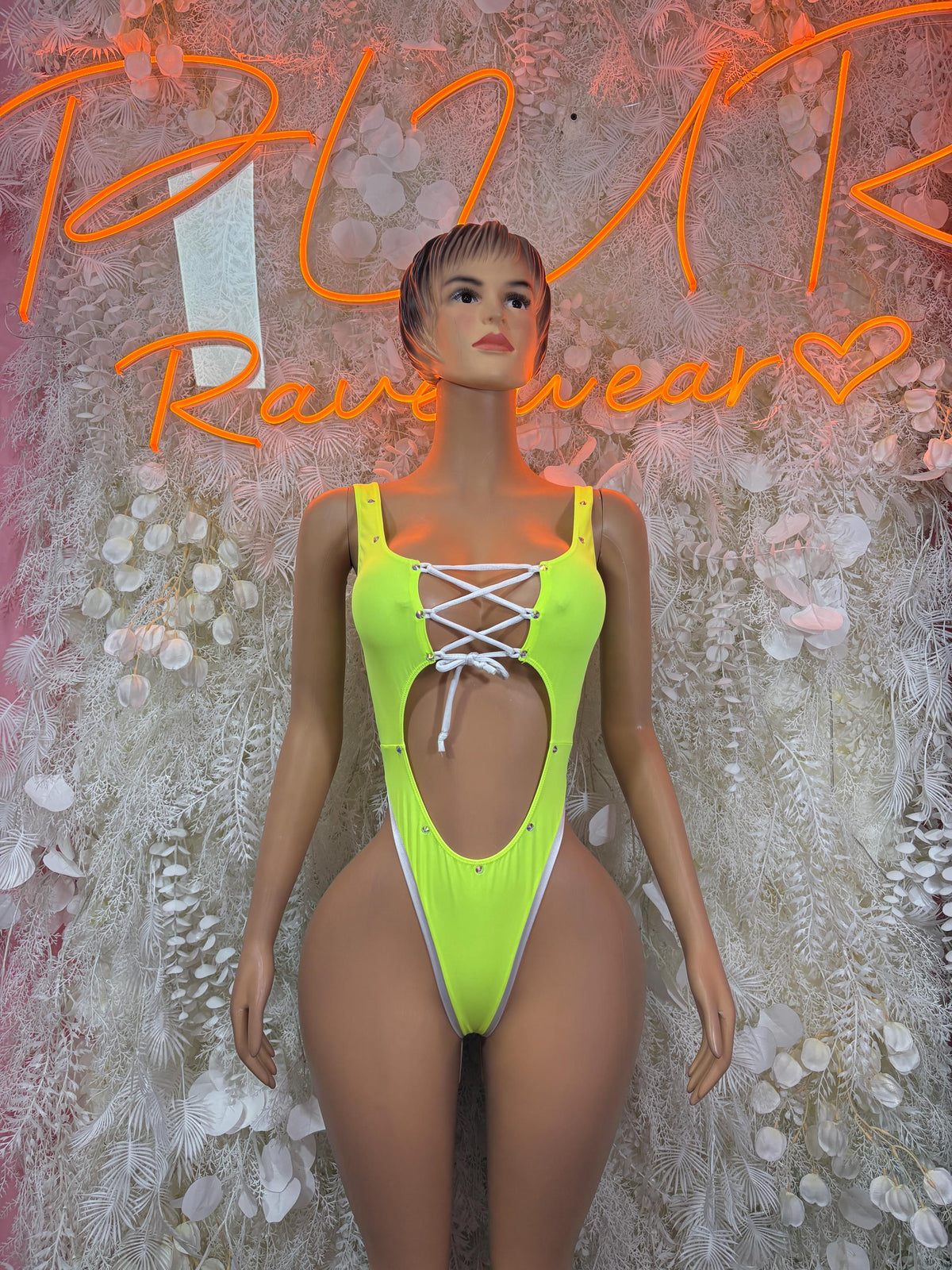 Ravewear One-Piece Bodysuit - Neon Green | Exotic Dancewear for Performers, Raves, & Festival Clothing