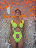 Festival Bodysuit One-Piece - Neon Green | Exotic Dancewear for Performers, Raves, & Festival Clothing