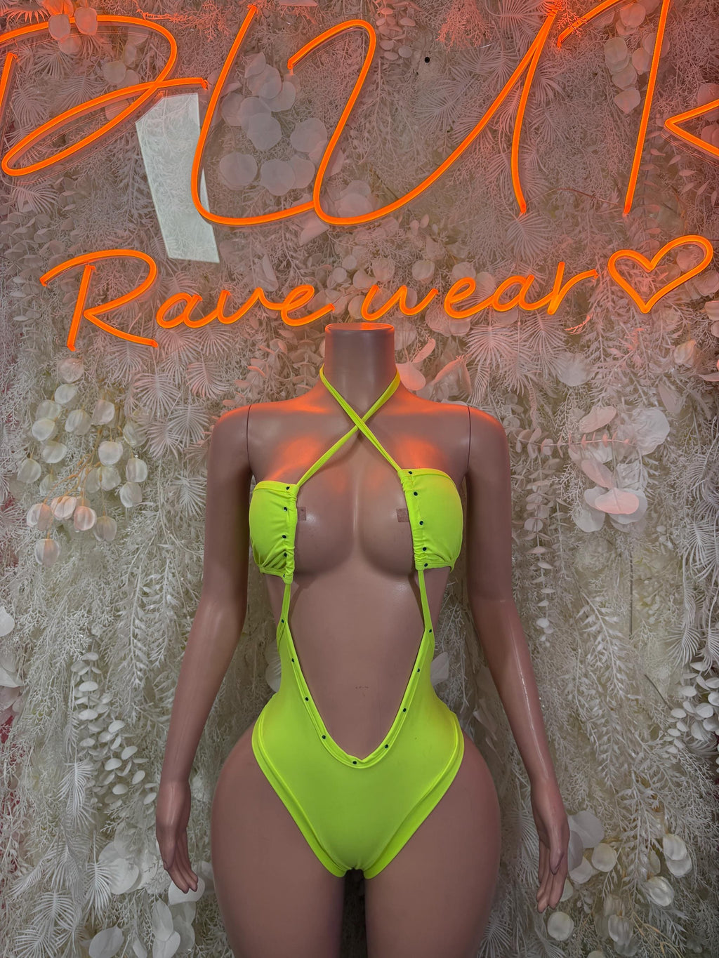 Festival Bodysuit One-Piece - Neon Green | Exotic Dancewear for Performers, Raves, & Festival Clothing