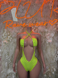 Festival Bodysuit One-Piece - Neon Green | Exotic Dancewear for Performers, Raves, & Festival Clothing
