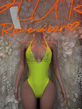 Festival Bodysuit One-Piece - Neon Green | Exotic Dancewear for Performers, Raves, & Festival Clothing