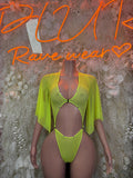 Bottlegirl Bodysuit Neon Green Exotic Dancewear for Performers, Raves, & Festival Clothing