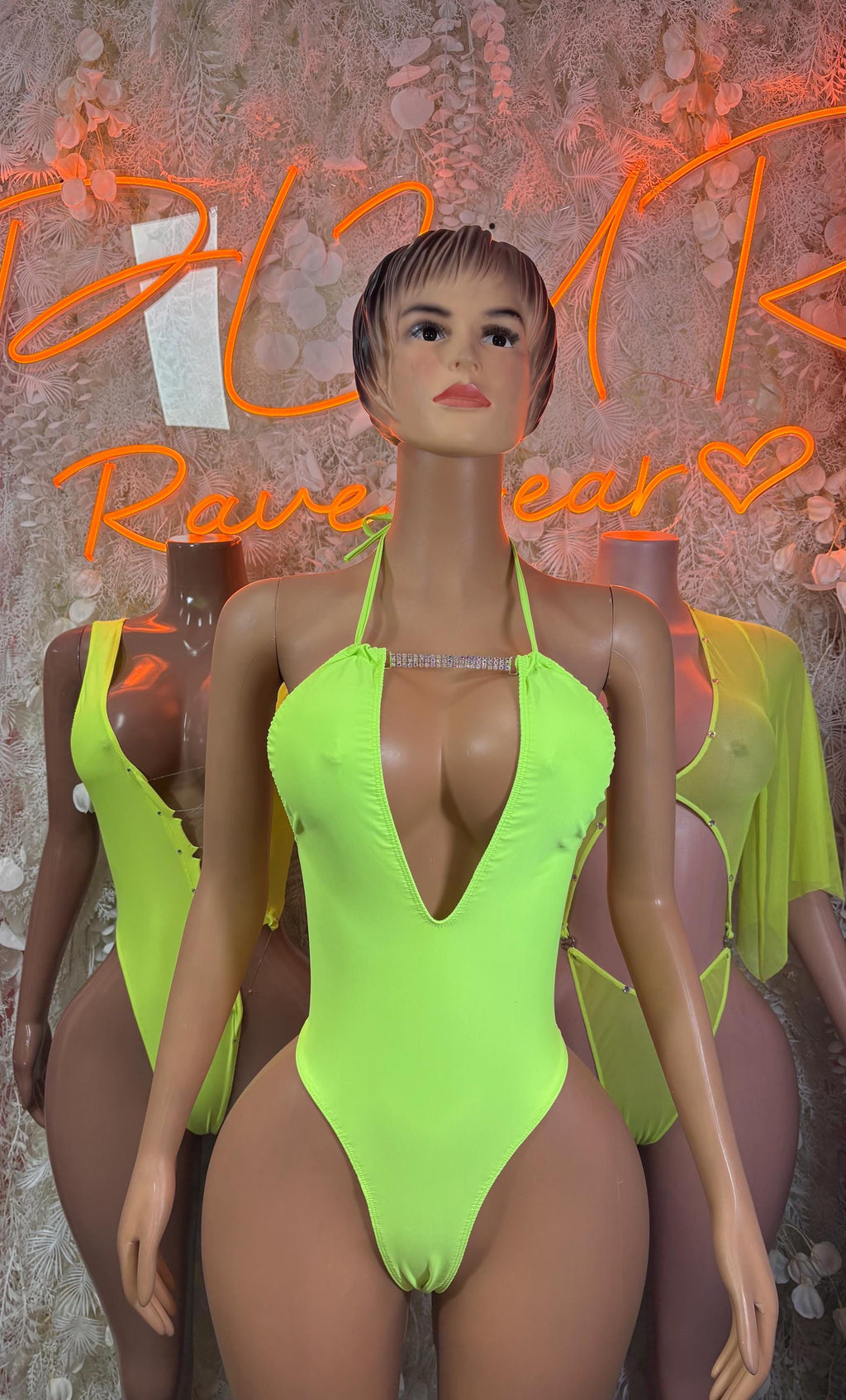 Bottlegirl Bodysuit Neon Green Exotic Dancewear for Performers, Raves, & Festival Clothing - image 3