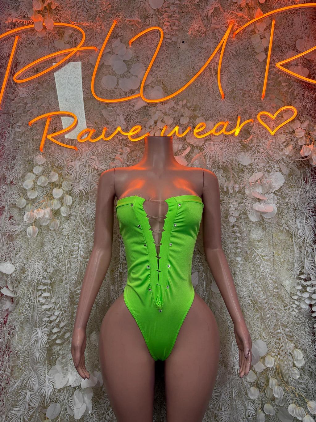 Bottlegirl Bodysuit Neon Green Exotic Dancewear for Performers, Raves, & Festival Clothing