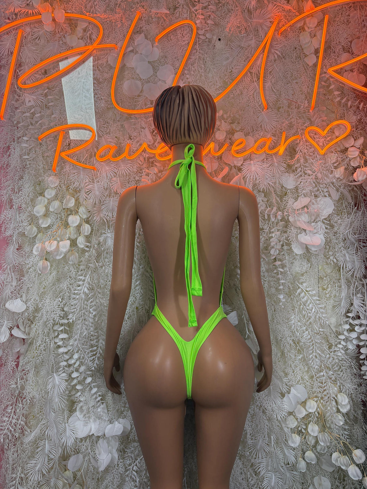 Neon Green Bodysuit Rave Festival Outfit, Exotic Dancewear, Pole Dance Costume Bodysuit for Performers - image 2