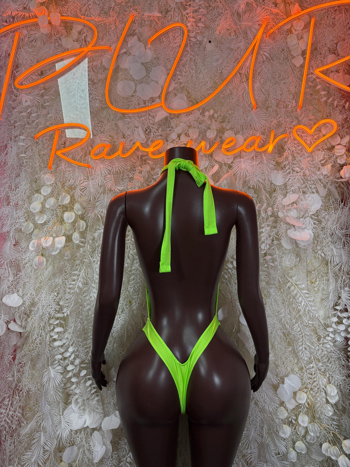 Neon Green Bodysuit Rave Festival Outfit, Exotic Dancewear, Pole Dance Costume Bodysuit for Performers - image 2