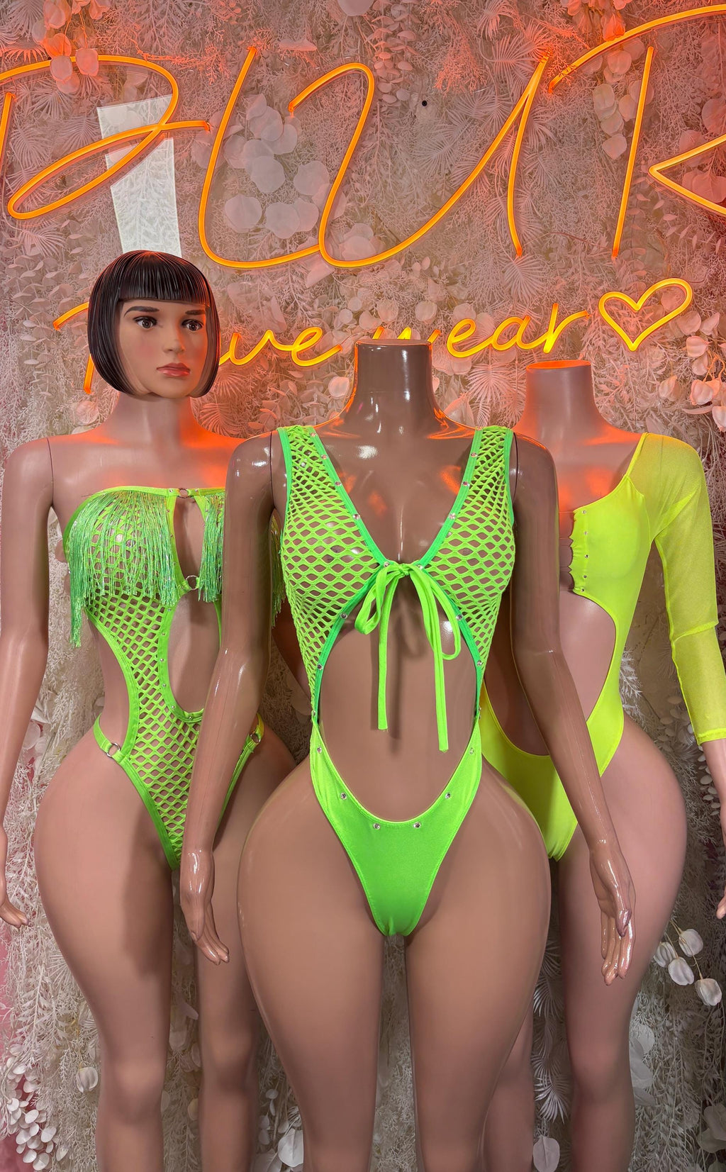 Ravewear Neon Green Fishnet Bodysuit - Bartender Service Outfit, Rave Festival Clubwear, Sexy One Piece Dancewear - image 3