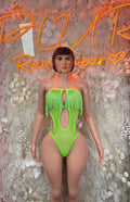 Ravewear Neon Green Fishnet Bodysuit - Bartender Service Outfit, Rave Festival Clubwear, Sexy One Piece Dancewear