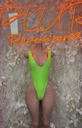 Clubwear Neon Green Bodysuit - Bartender Service Outfit, Rave Festival Clubwear, Sexy One Piece Dancewear