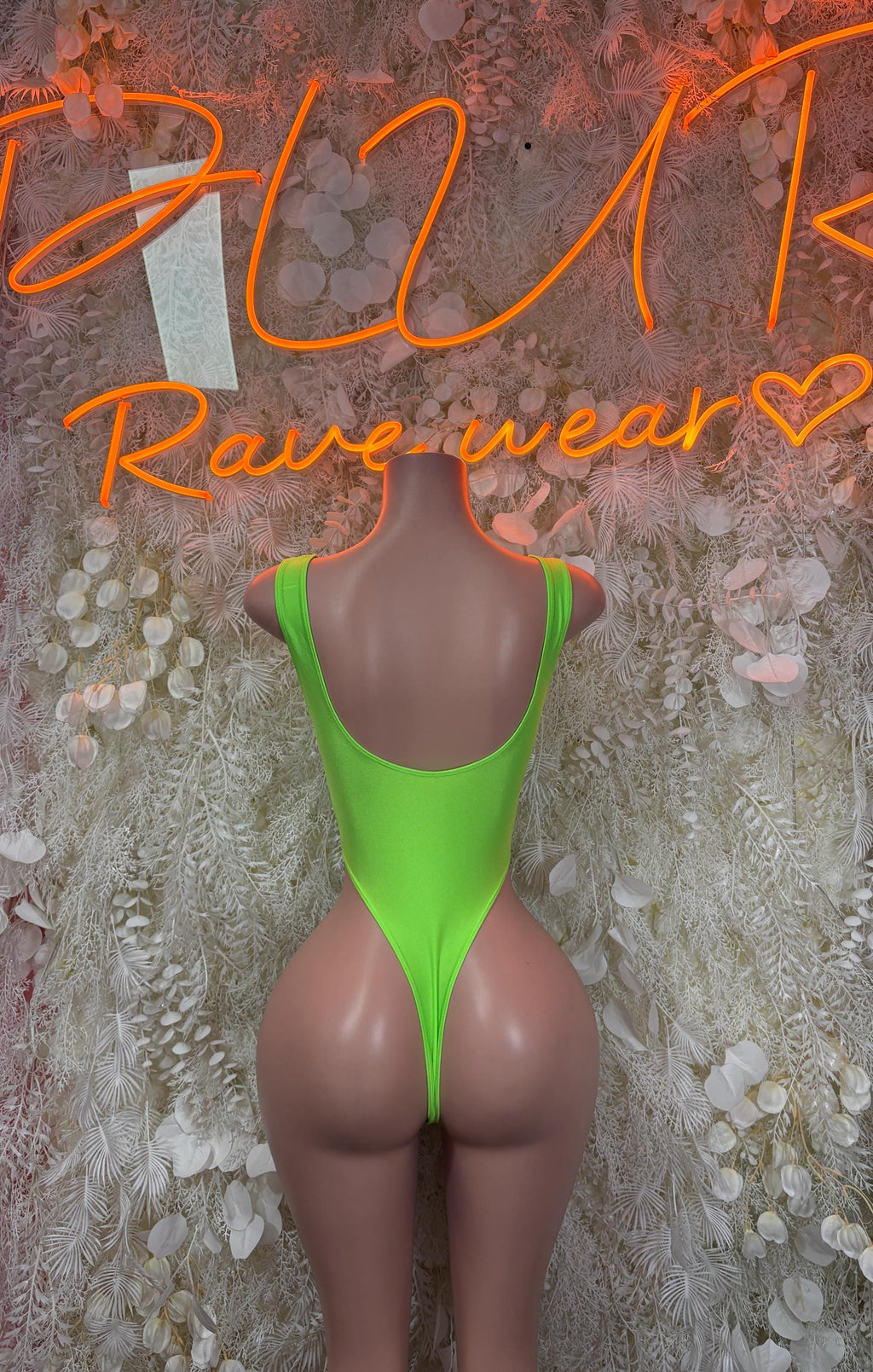 Clubwear Neon Green Bodysuit - Bartender Service Outfit, Rave Festival Clubwear, Sexy One Piece Dancewear - image 2