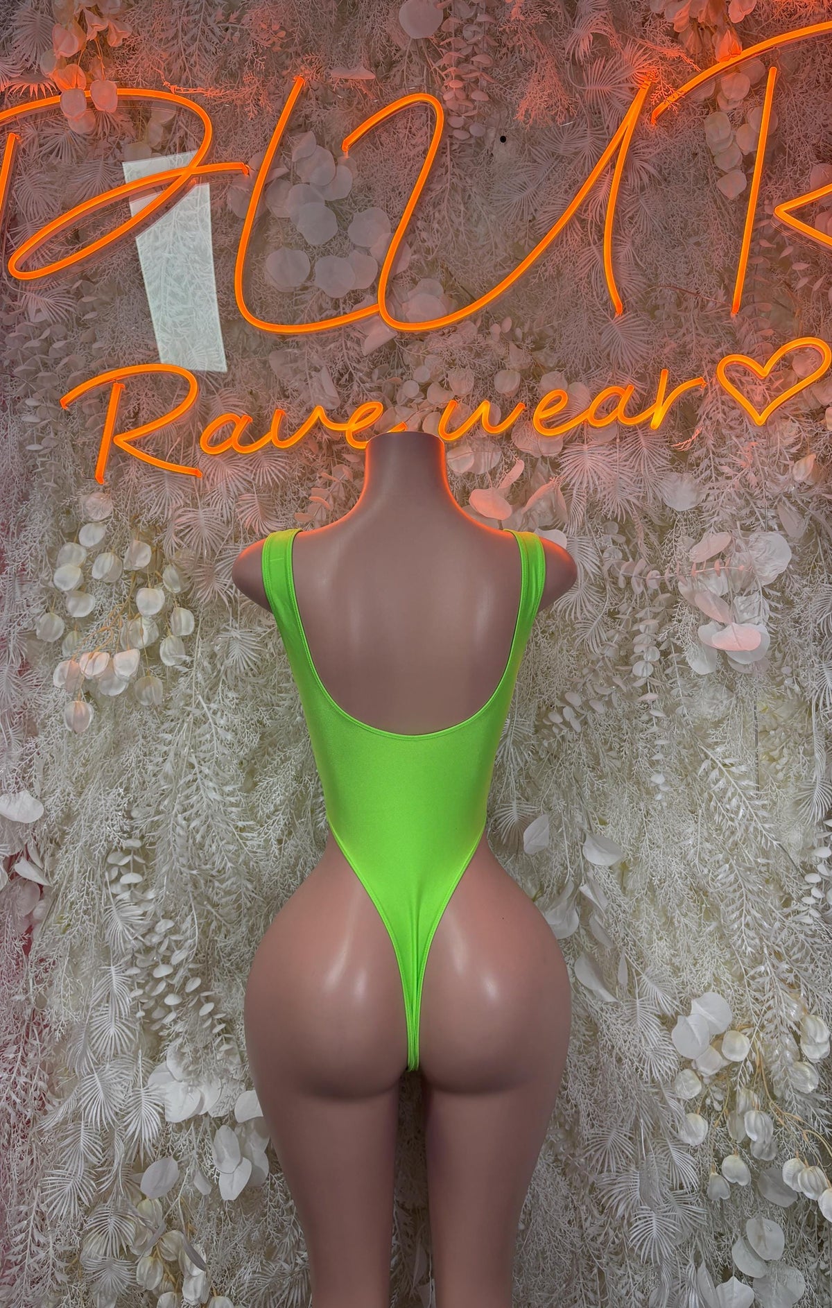 Clubwear Neon Green Bodysuit - Bartender Service Outfit, Rave Festival Clubwear, Sexy One Piece Dancewear - image 2