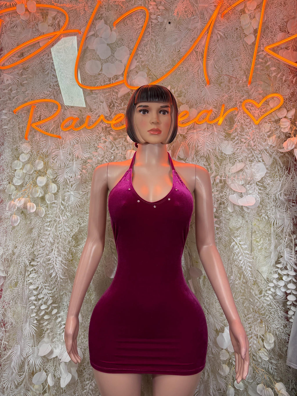 Purple sleeveless bodycon mini dress with scoop neckline