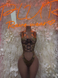 Bottlegirl Bodysuit Gold Cheetah - Bartender Outfit, Dancewear, One-Piece Ravewear, Clubwear, Festival Fashion