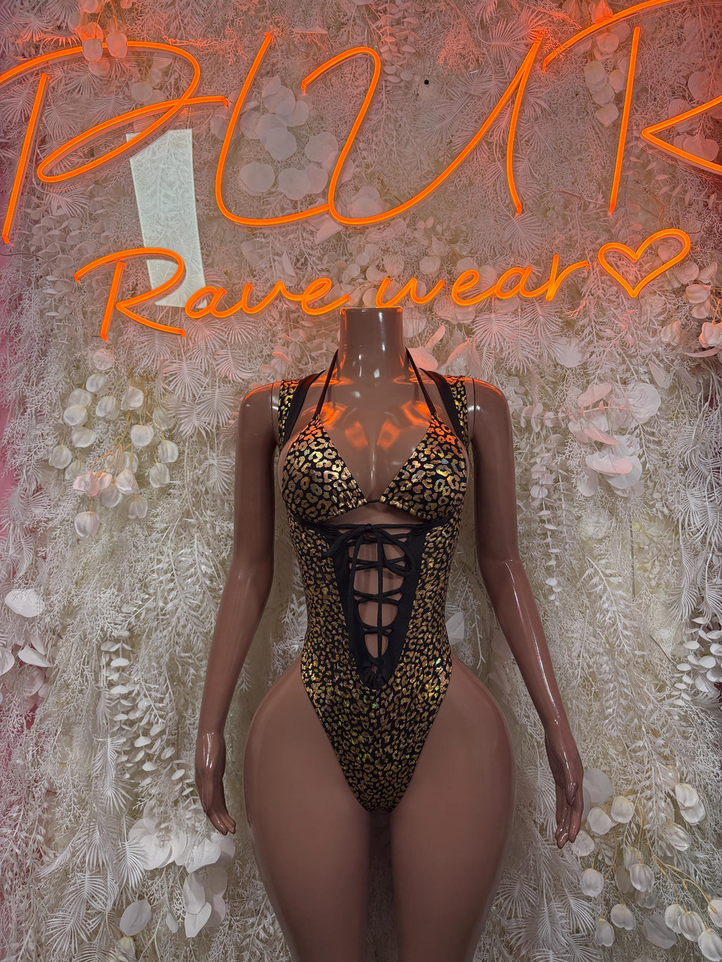 Bottlegirl Bodysuit Gold Cheetah - Bartender Outfit, Dancewear, One-Piece Ravewear, Clubwear, Festival Fashion