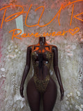 Bottlegirl Bodysuit Gold Cheetah - Bartender Outfit, Dancewear, One-Piece Ravewear, Clubwear, Festival Fashion