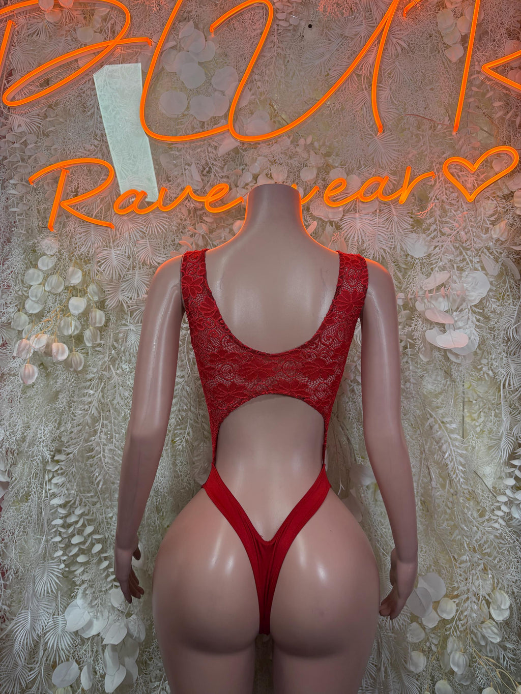 Red Bodysuit Rave Festival Outfit Women - Exotic Dancewear Stripper Clubwear Bottle Girl Ravewear - image 2