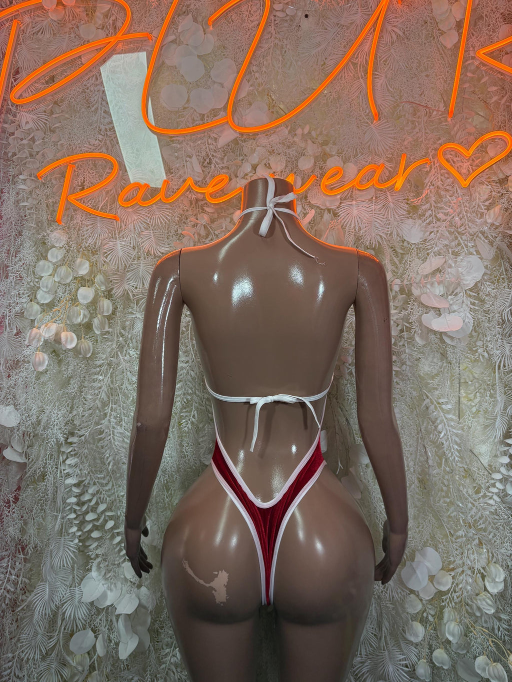 Red Bodysuit Rave Festival Outfit Women - Exotic Dancewear Stripper Clubwear Bottle Girl Ravewear - image 2