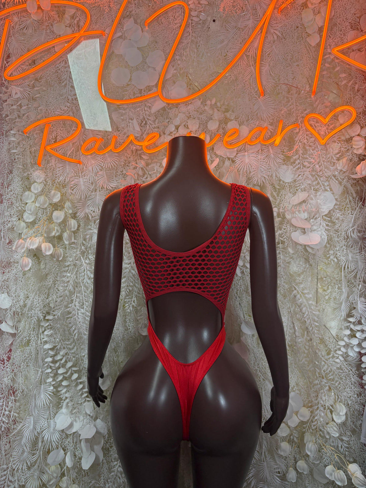 Red Bodysuit Rave Festival Outfit Women - Exotic Dancewear Stripper Clubwear Bottle Girl Ravewear - image 2