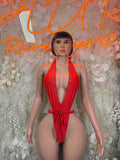 Red Bodysuit Rave Festival Outfit Women - Exotic Dancewear Stripper Clubwear Bottle Girl Ravewear