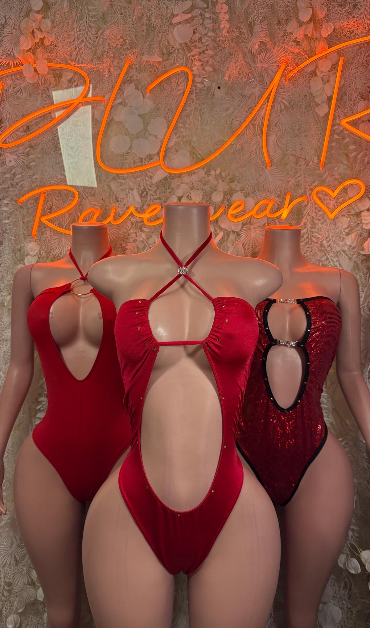 Red Bodysuit Rave Festival Outfit Women - Exotic Dancewear Stripper Clubwear Bottle Girl Ravewear - image 3