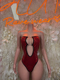Red Bodysuit Rave Festival Outfit Women - Exotic Dancewear Stripper Clubwear Bottle Girl Ravewear