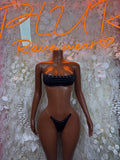 Exotic Dancewear - Two Piece Black Bodysuit Festival Outfit, EDM Dancewear, Party Clubwear