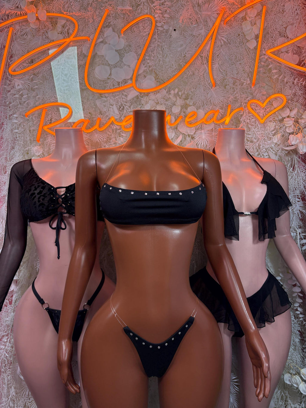 Exotic Dancewear - Two Piece Black Bodysuit Festival Outfit, EDM Dancewear, Party Clubwear - image 3