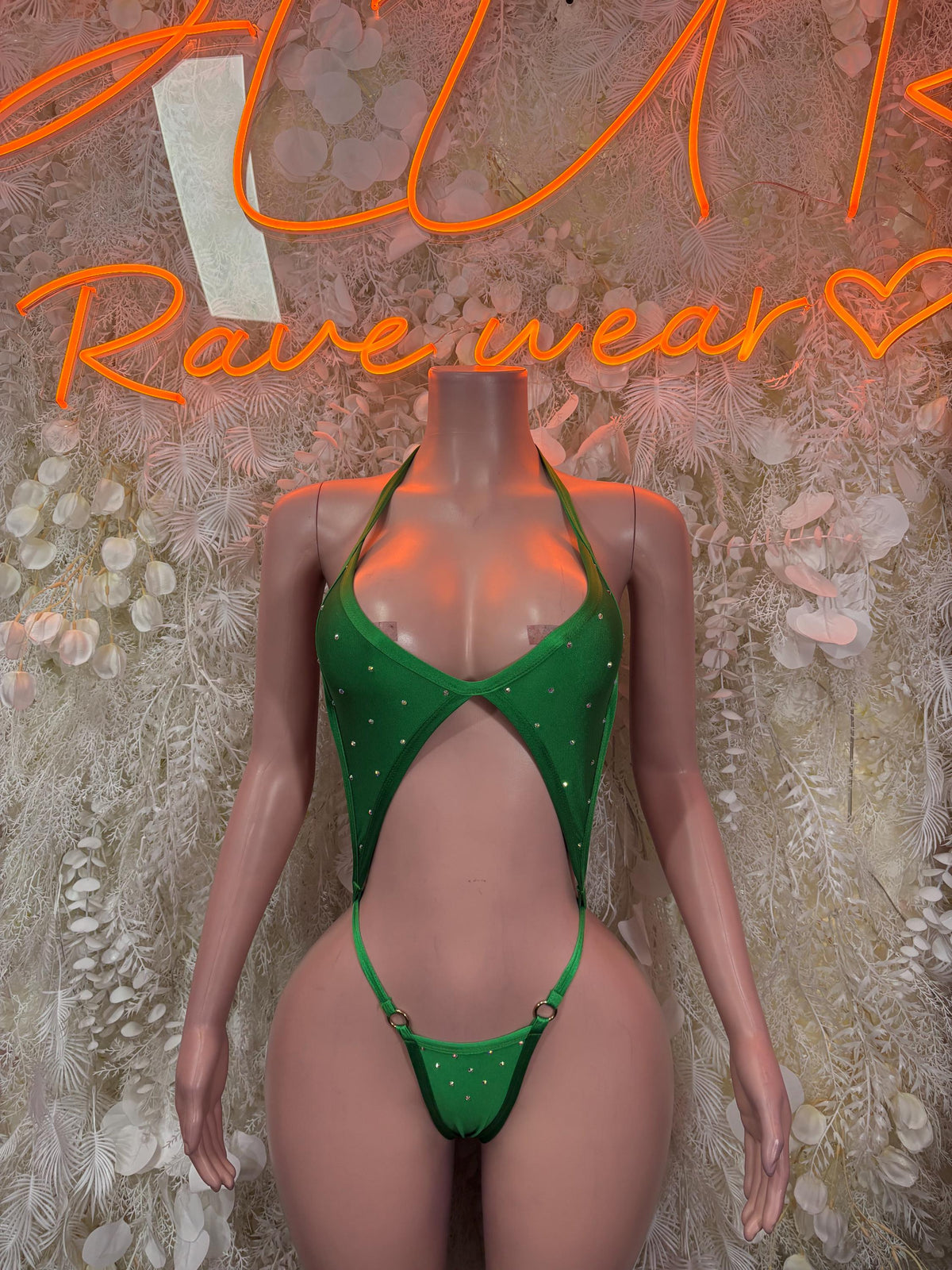 St Patrick’s Day Green Bottlegirl Bodysuit, Festival Rave Outfit