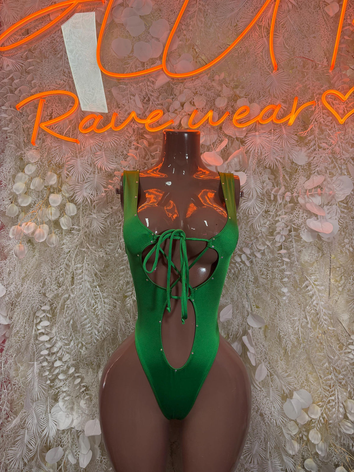 St Patrick’s Day Green Bottlegirl Bodysuit, Festival Rave Outfit